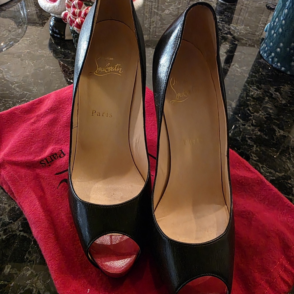 Christian Louboutin Elegant Black Peep Toe Heels
